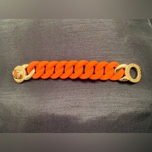 Marc Jacobs Vibrant Orange and Gold Rubber Bracelet